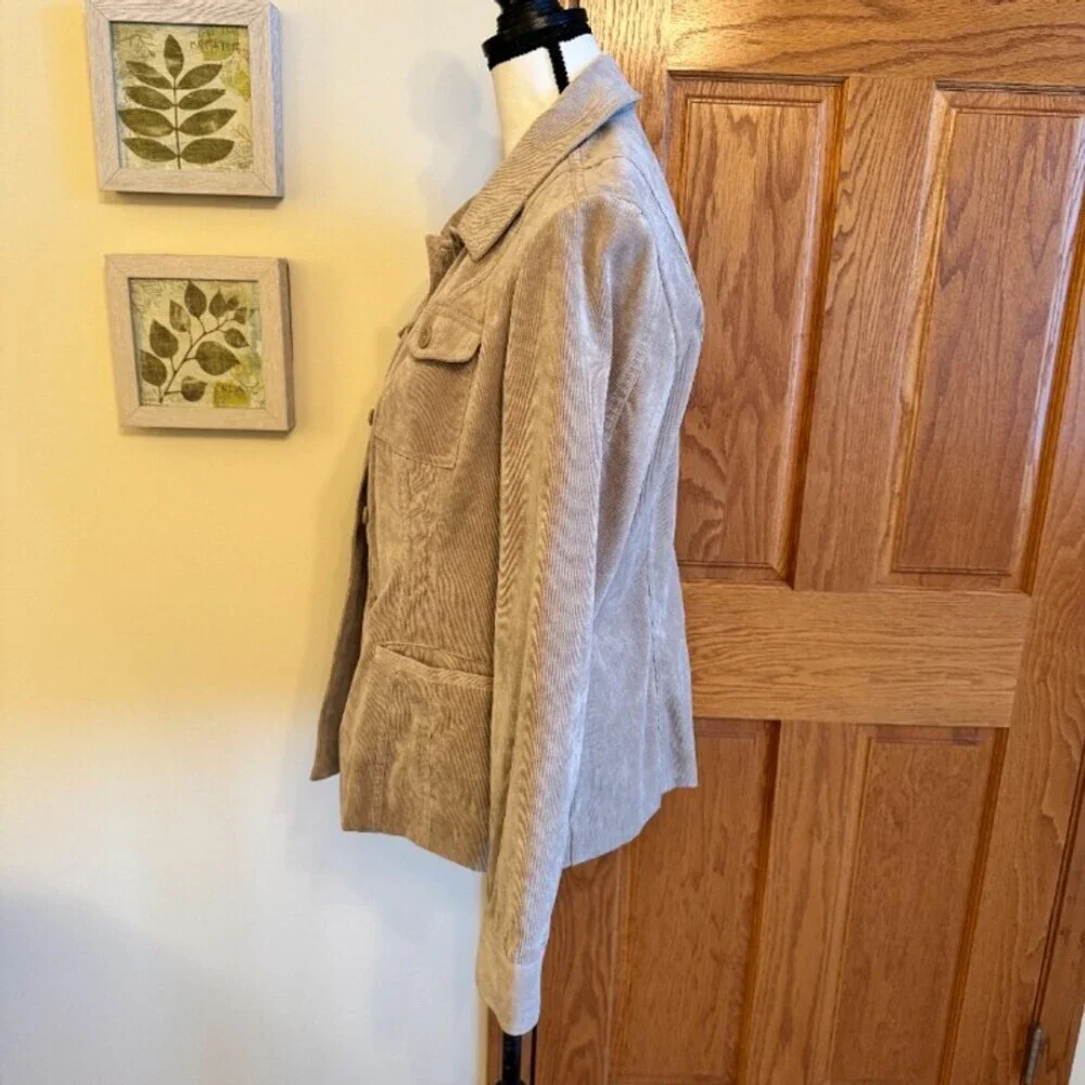 Croft & Barrow Jacket Womens M Beige Corduroy Blazer Button Front